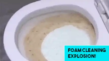 Foam expanding to fill the toilet bowl